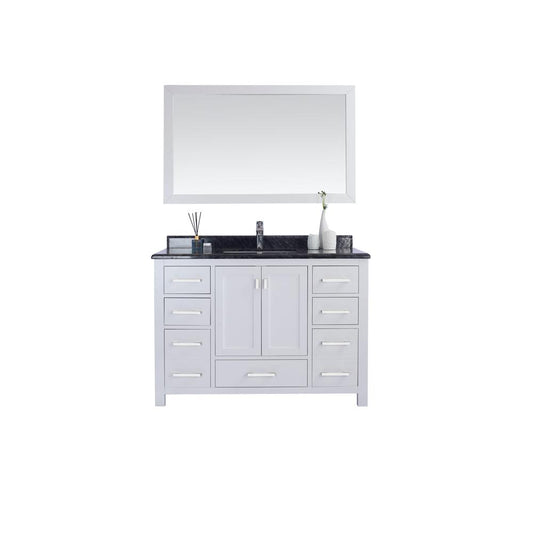 Wilson 48 - White Cabinet + Black Wood Marble Countertop