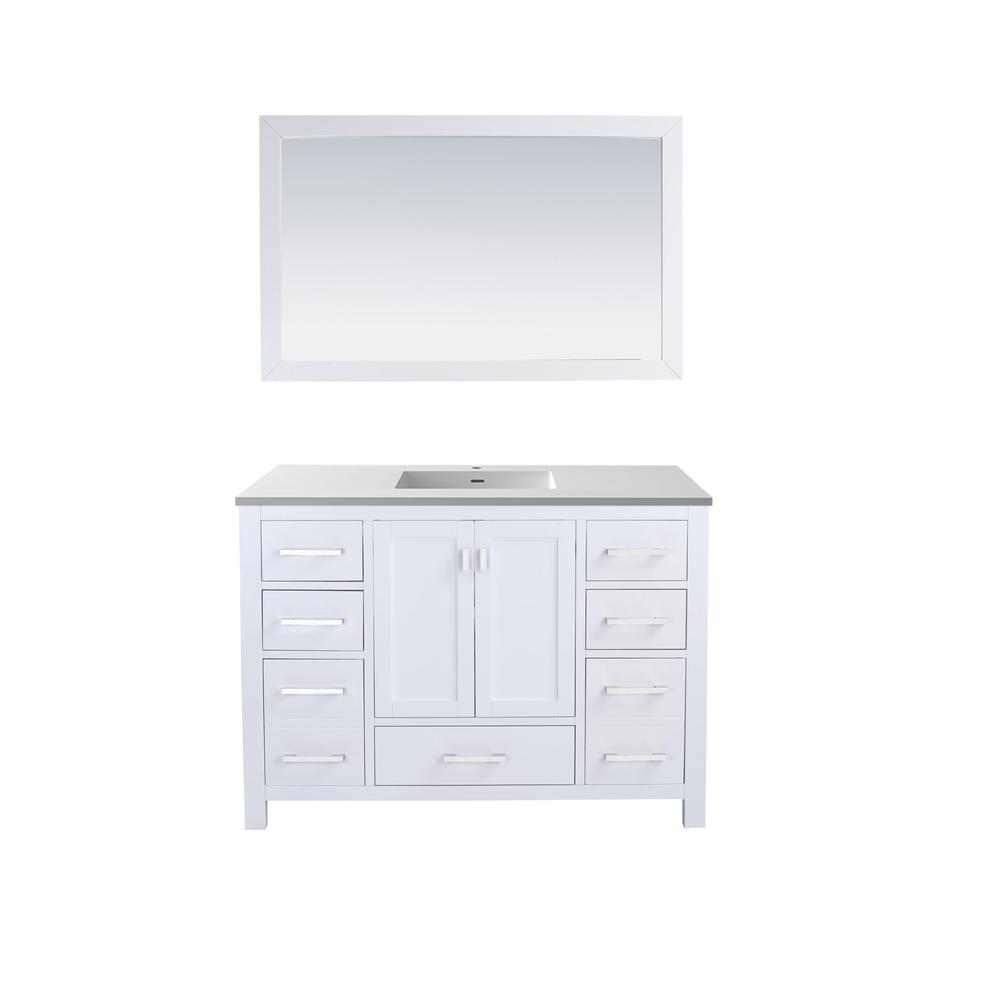 Wilson 48 - White Cabinet + Matte White VIVA Stone Solid Surface Countertop