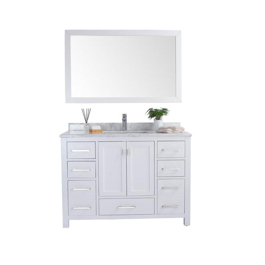 Wilson 48 - White Cabinet + White Carrara Marble Countertop