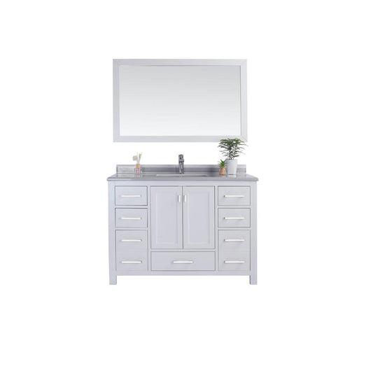 Wilson 48 - White Cabinet + White Stripes Marble Countertop