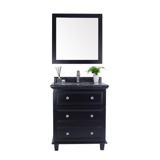 Luna - 30 - Espresso Cabinet + Black Wood Marble Countertop