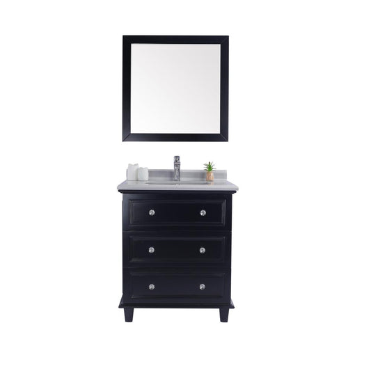 Luna - 30 - Espresso Cabinet + White Stripes Marble Countertop