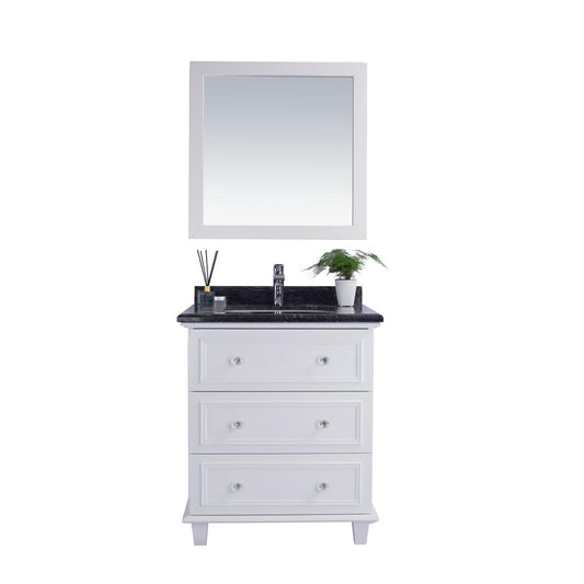 Luna - 30 - White Cabinet + Black Wood Marble Countertop