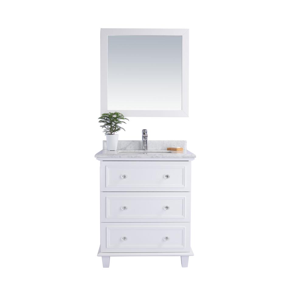 Luna - 30 - White Cabinet + White Carrara Marble Countertop