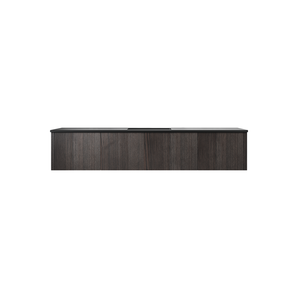 Legno 72" Carbon Oak Single Sink Bathroom Vanity Matte Black