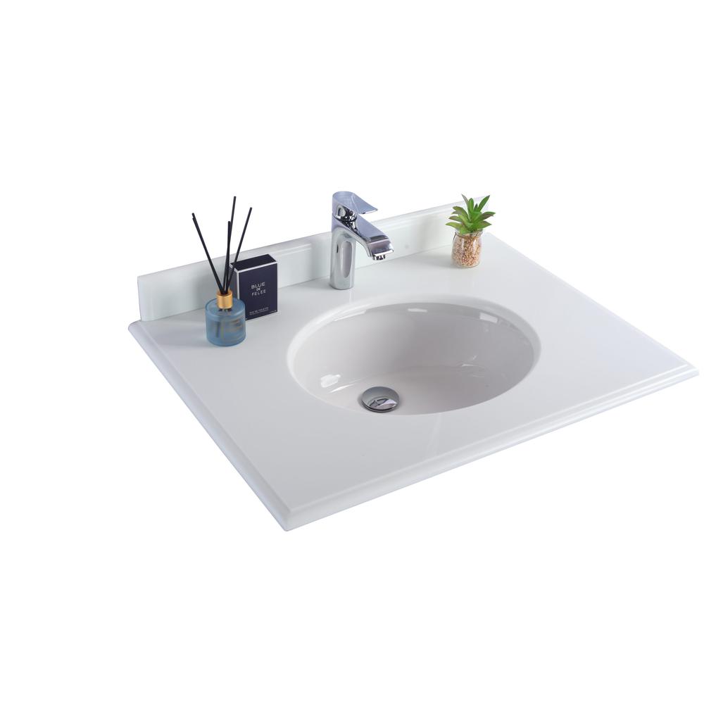 Pure White Phoenix Stone Countertop - 30" - Single Hole with Oval Sink