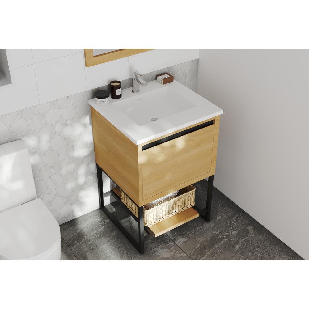 Alto 24 - California White Oak Cabinet + Matte White VIVA Stone Solid Surface Countertop