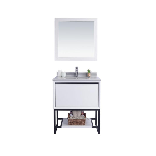 Alto 30 - White Cabinet + White Stripes Marble Countertop