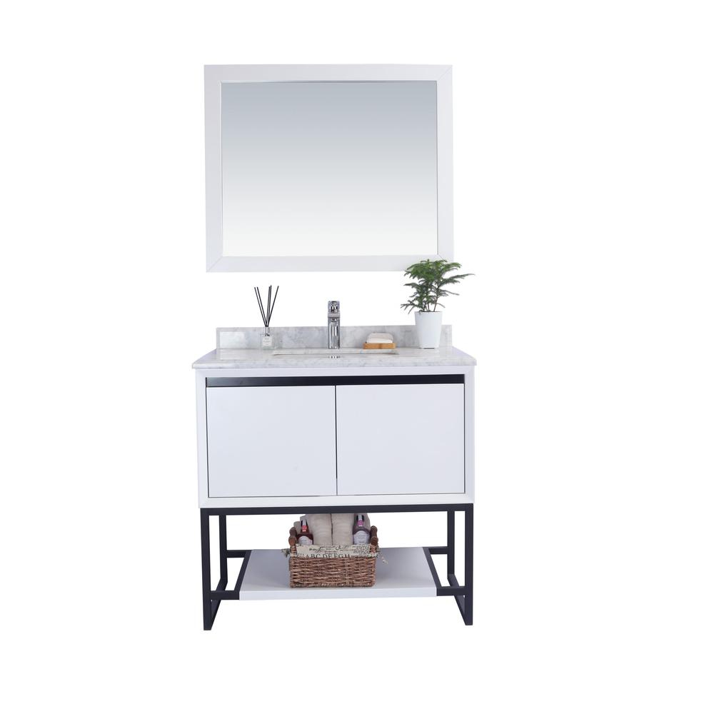 Alto 36 - White Cabinet + White Carrara Marble Countertop