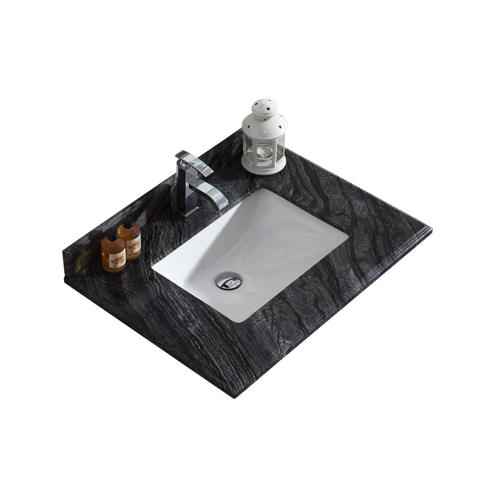 Black Wood Marble Countertop - 30" - Single Hole with Rectangular Sink