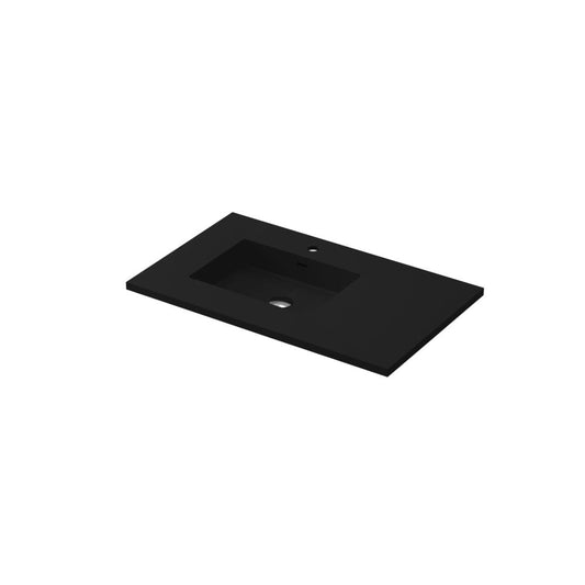 VIVA Stone 36" Left Sink Matte Black - Solid Surface Countertop