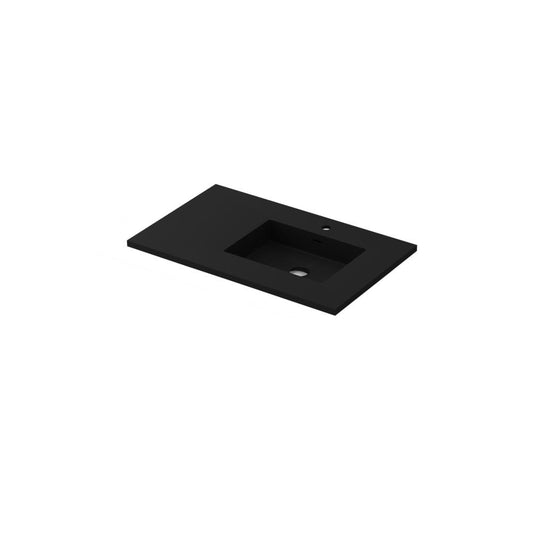 VIVA Stone 36" Right Sink Matte Black - Solid Surface Countertop