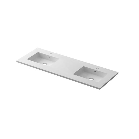 VIVA Stone 60" Double Sink Matte White - Solid Surface Countertop