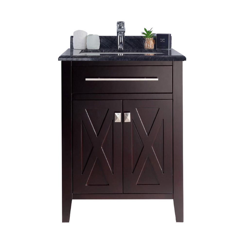 Wimbledon - 24 - Brown Cabinet + Black Wood Marble Countertop