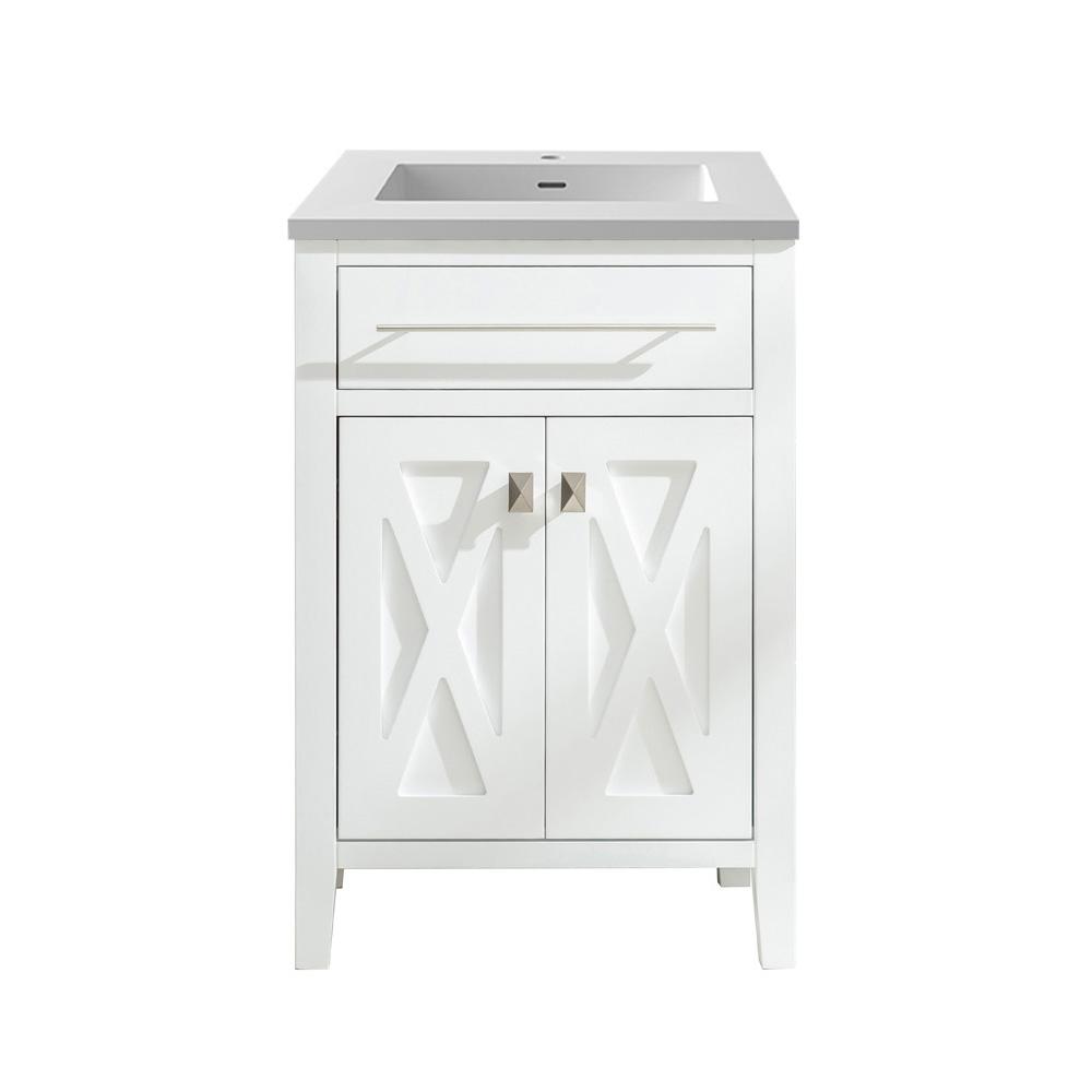 Wimbledon - 24 - White Cabinet + Matte White VIVA Stone Solid Surface Countertop