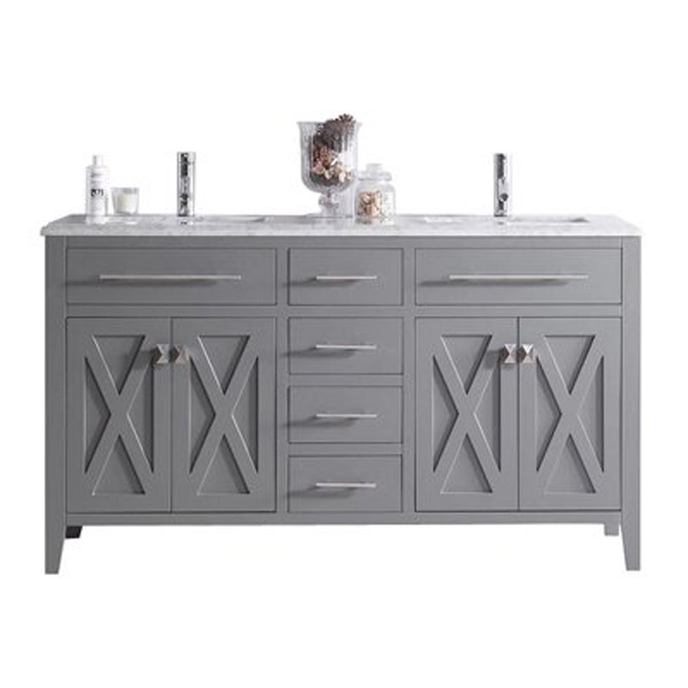 Wimbledon - 60 - Grey Cabinet + White Carrara Marble Countertop