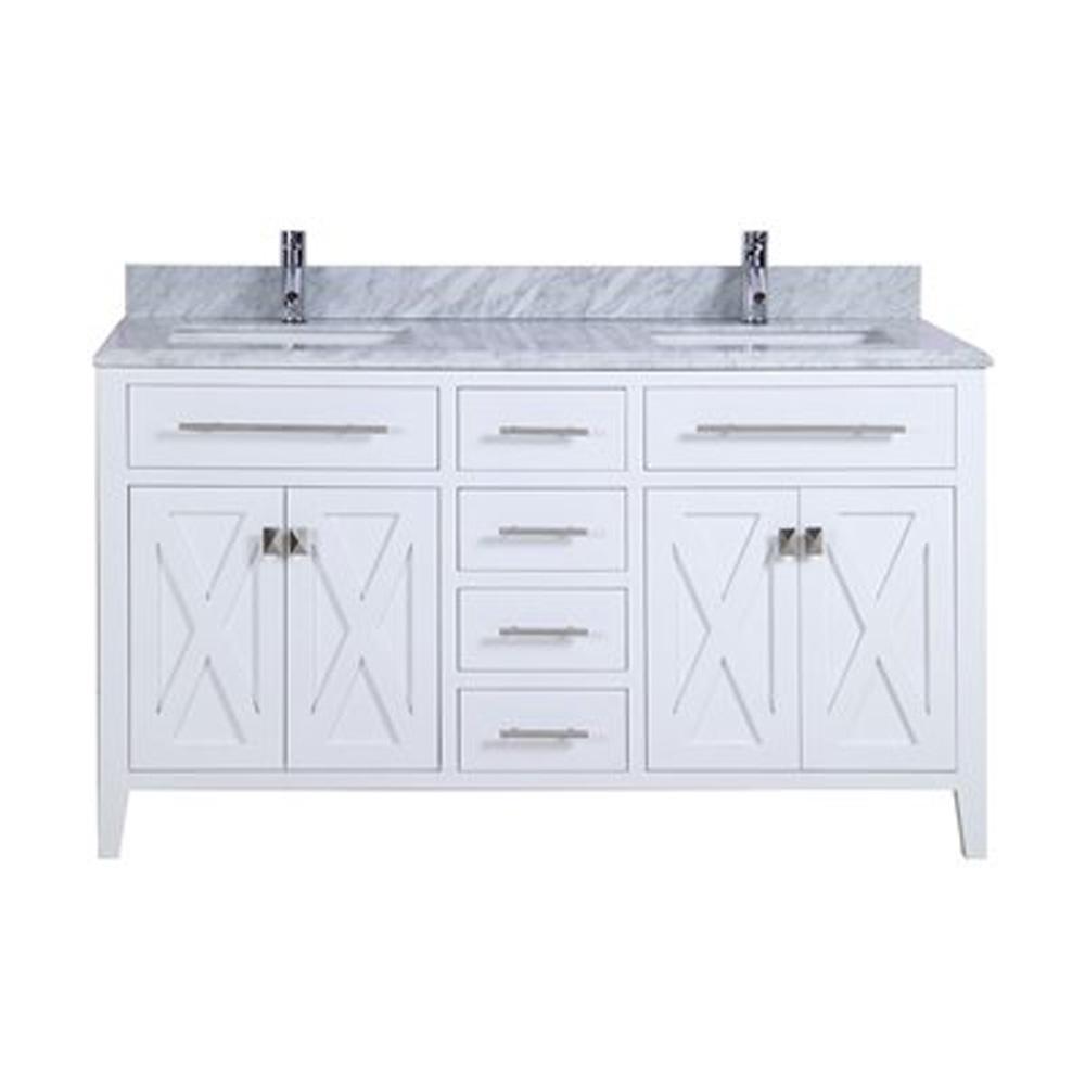 Wimbledon - 60 - White Cabinet + White Carrara Marble Countertop