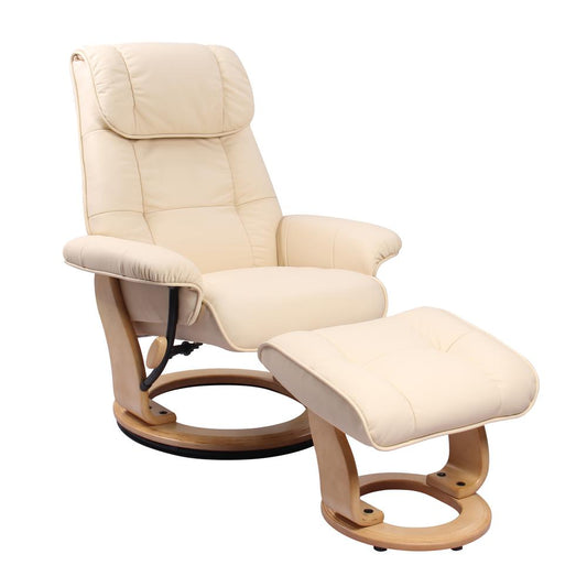 Scandinavian / European-styled recliner and ottoman in Cream