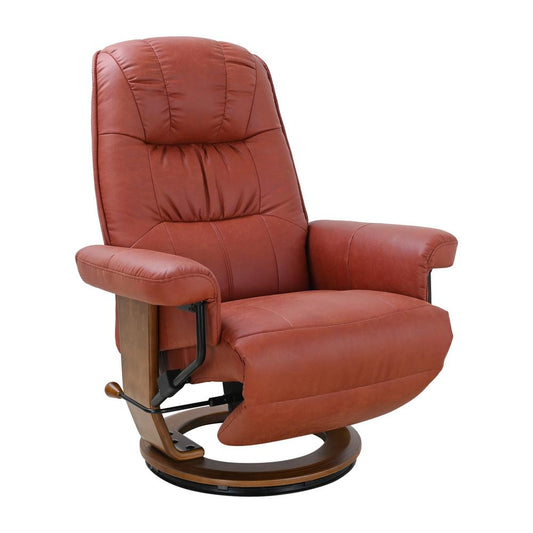 Scandinavian / European-styled recliner with self-storing footrest for space saving