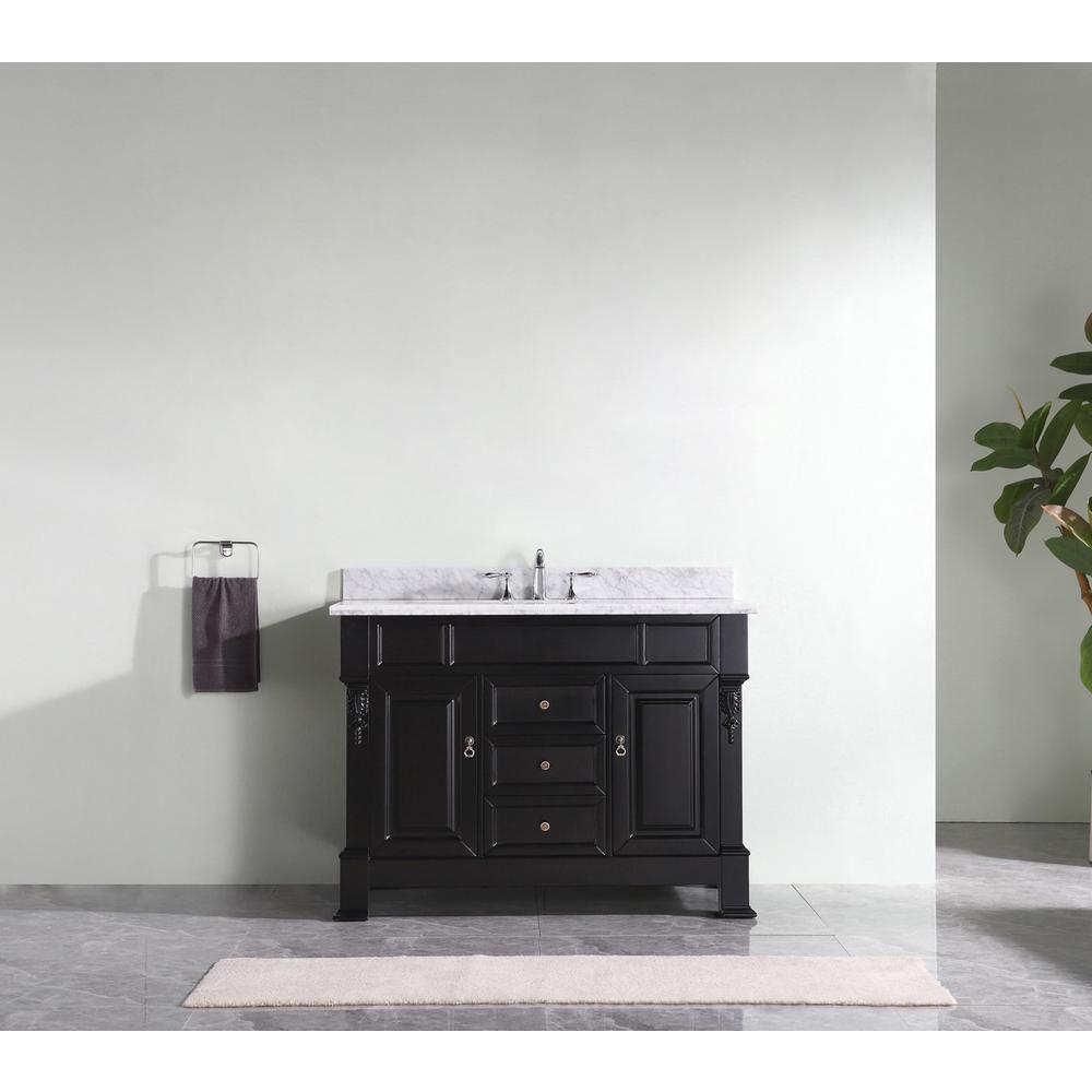 Huntshire 48" Single Bath Vanity with White Marble Top and Round Sink GS-4048-WMRO-DW-NM