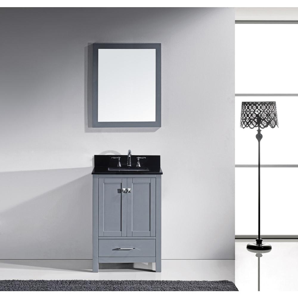 Caroline Avenue 24" Vanity in Gray with Stone Top and Sink and Mirror GS-50024-BGSQ-GR