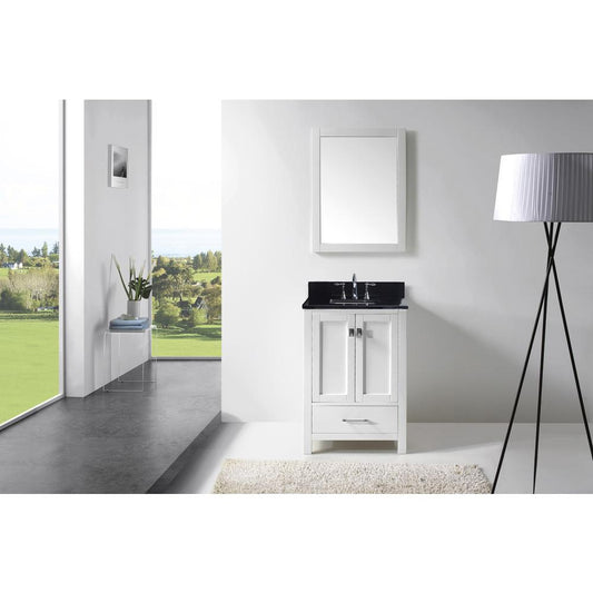 Caroline Avenue 24" Vanity in White with Stone Top and Sink and Mirror GS-50024-BGSQ-WH