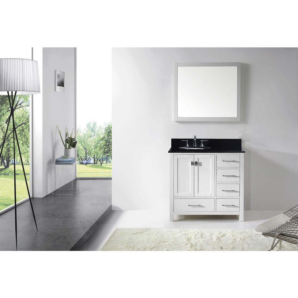 Caroline Avenue 36" Vanity in White with Stone Top and Sink and Mirror GS-50036-BGRO-WH