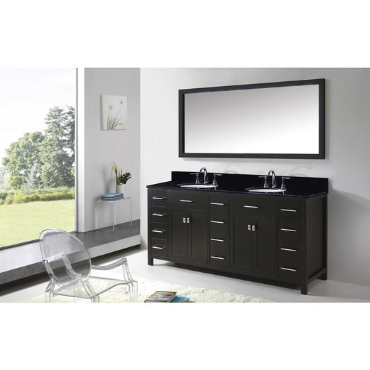 Caroline Parkway 72" Vanity in Espresso with Top and Sinks and Mirror MD-2172-BGRO-ES