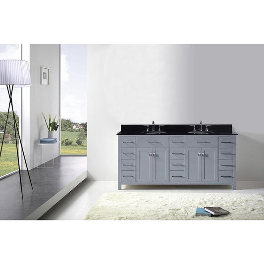 Caroline Parkway 72" Vanity in Gray with Top and Sinks and Mirror MD-2172-BGRO-GR