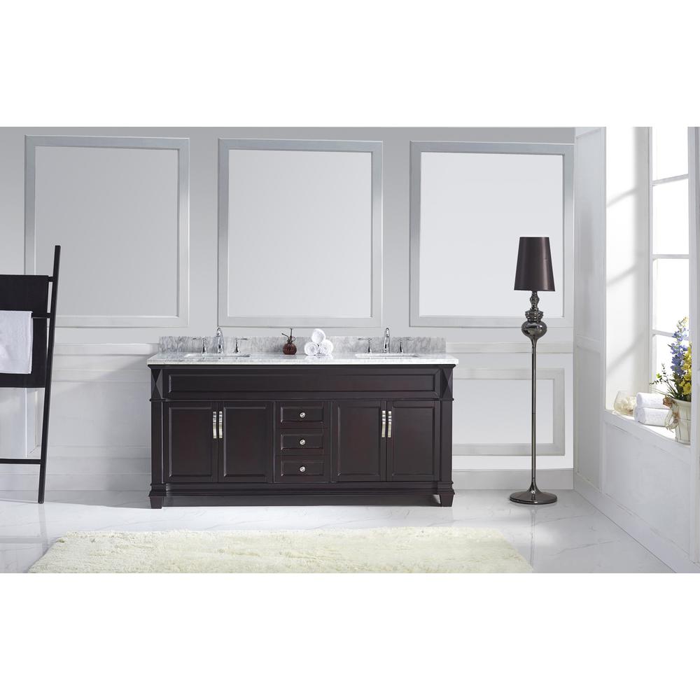 Victoria 72" Double Bath Vanity in Espresso with Marble Top and Sinks MD-2672-WMSQ-ES-NM