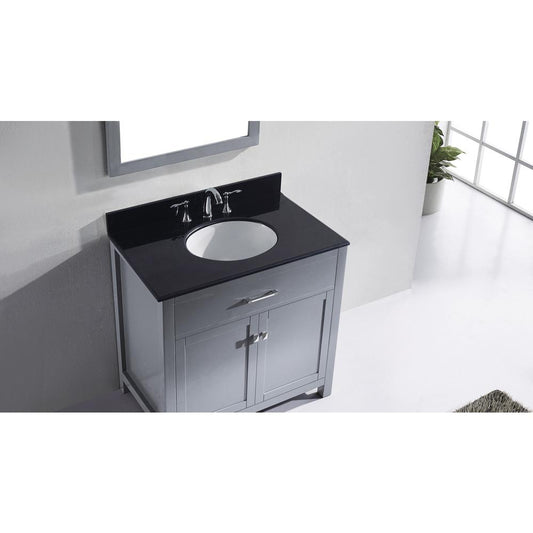 Caroline 36" Bath Vanity in Gray with Stone Top and Sink and Mirror MS-2036-BGRO-GR