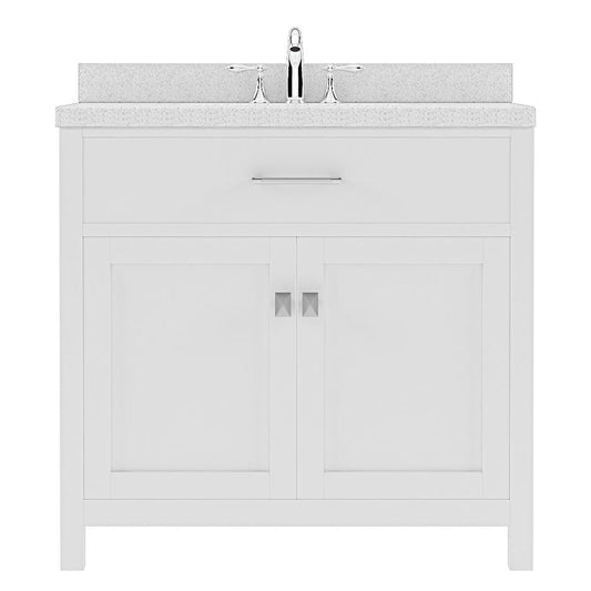 Caroline 36" Single Bath Vanity in White with White Quartz Top and Round Sink