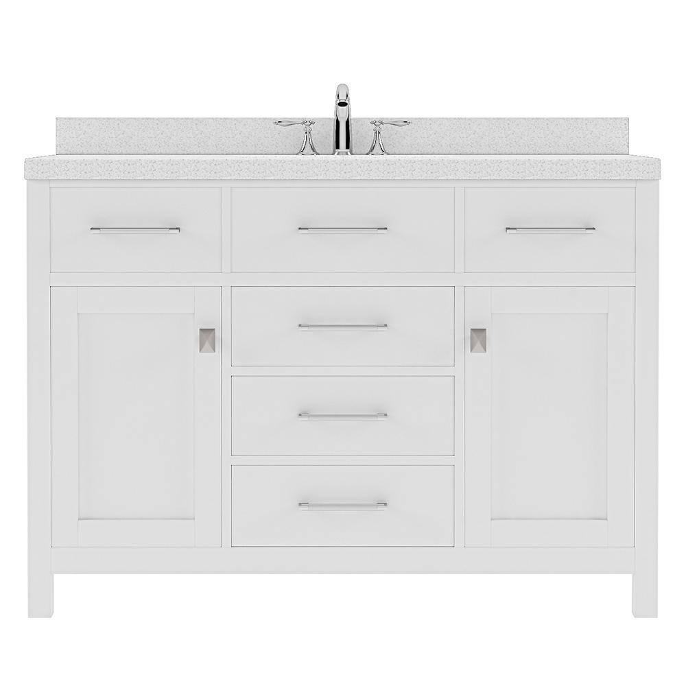 Caroline 48" Single Bath Vanity in White with White Quartz Top and Square Sink