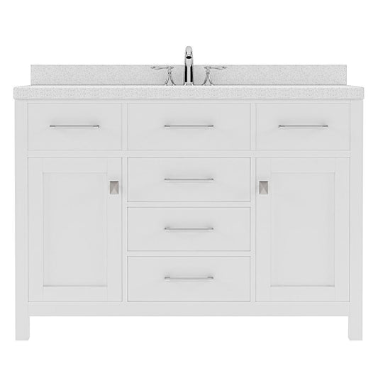 Caroline 48" Single Bath Vanity in White with White Quartz Top and Square Sink