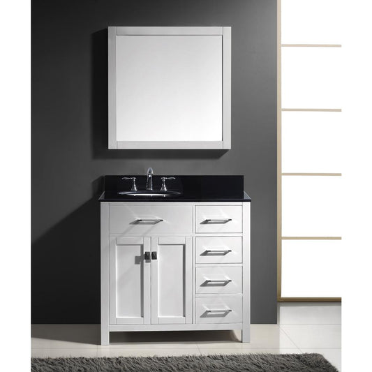 Caroline Parkway 36" Vanity in White with Top and Sink and Mirror MS-2136R-BGRO-WH