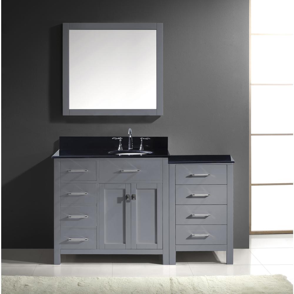 Caroline Parkway 57" Vanity in Gray with Stone Top and Sink and Mirror MS-2157L-BGRO-GR