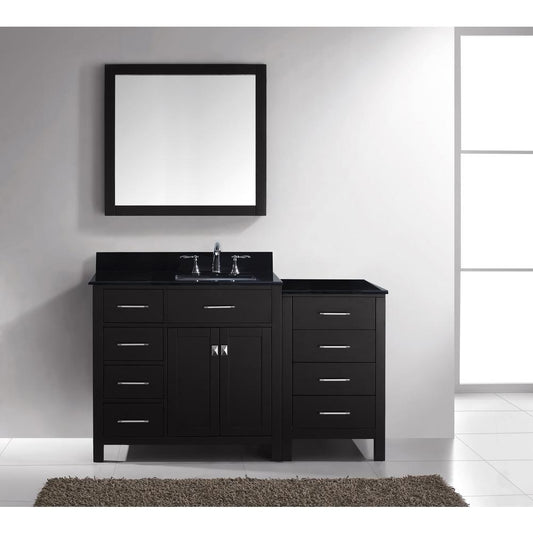 Caroline Parkway 57" Vanity in Espresso with Top and Sink and Mirror MS-2157L-BGSQ-ES