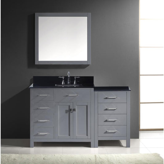 Caroline Parkway 57" Vanity in Gray with Stone Top and Sink and Mirror MS-2157L-BGSQ-GR