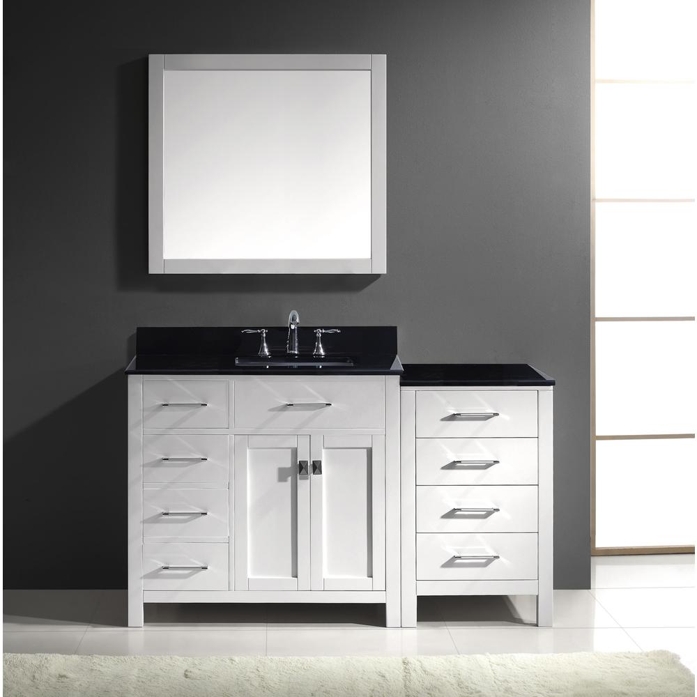 Caroline Parkway 57" Vanity in White with Top and Sink and Mirror MS-2157L-BGSQ-WH