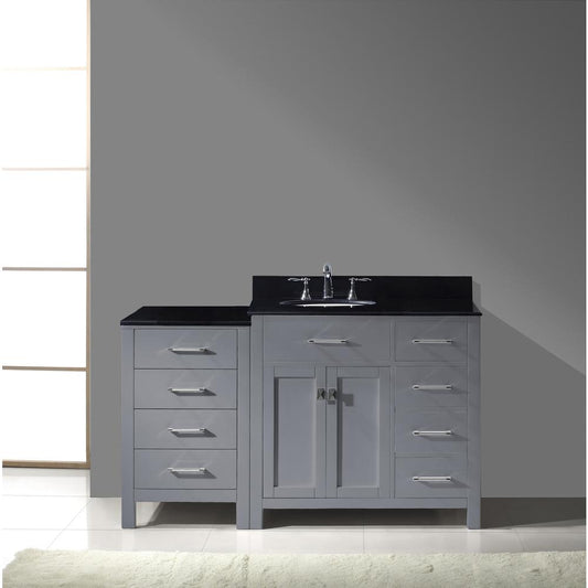 Caroline Parkway 57" Vanity in Gray with Stone Top and Sink and Mirror MS-2157R-BGRO-GR