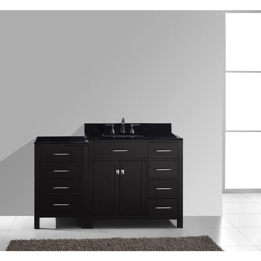 Caroline Parkway 57" Vanity in Espresso with Top and Sink and Mirror MS-2157R-BGSQ-ES