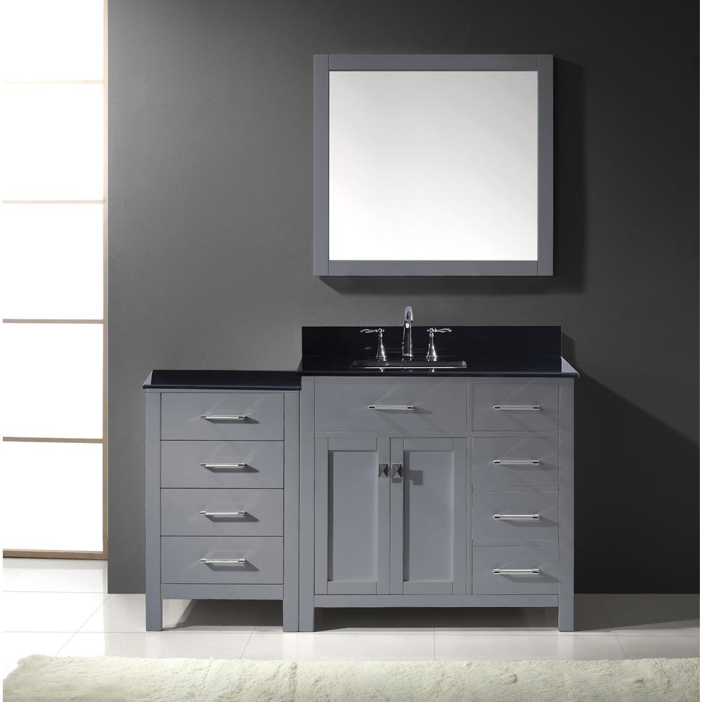 Caroline Parkway 57" Vanity in Gray with Stone Top and Sink and Mirror MS-2157R-BGSQ-GR