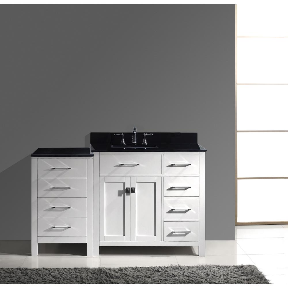 Caroline Parkway 57" Vanity in White with Top and Sink and Mirror MS-2157R-BGSQ-WH