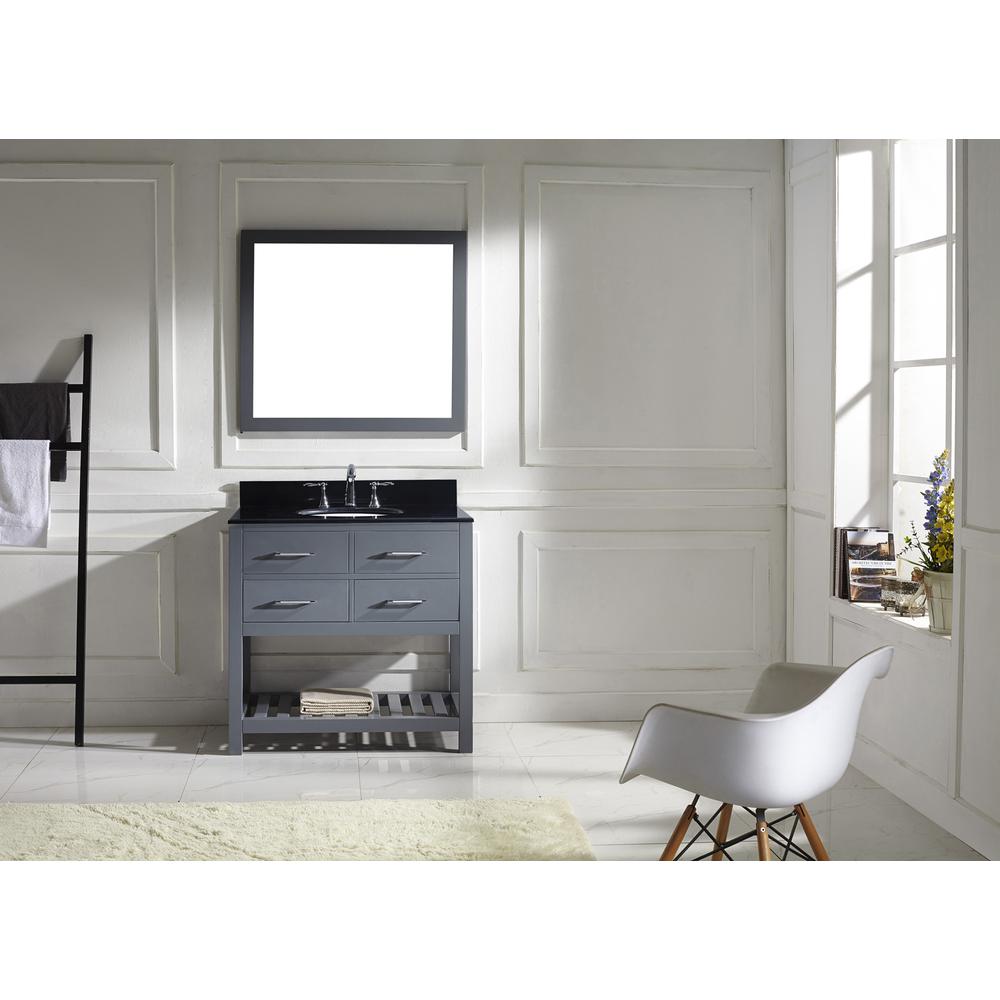 Caroline Estate 36" Vanity in Gray with Stone Top and Sink and Mirrors MS-2236-BGRO-GR