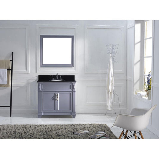 Victoria 36" Bath Vanity in Gray with Stone Top and Sink and Mirror MS-2636-BGRO-GR