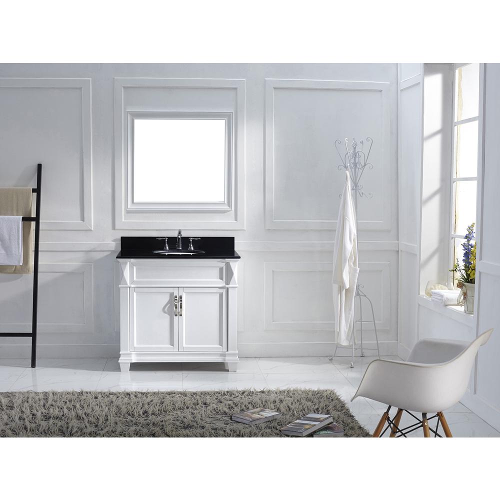 Victoria 36" Bath Vanity in White with Stone Top and Sink and Mirror MS-2636-BGRO-WH