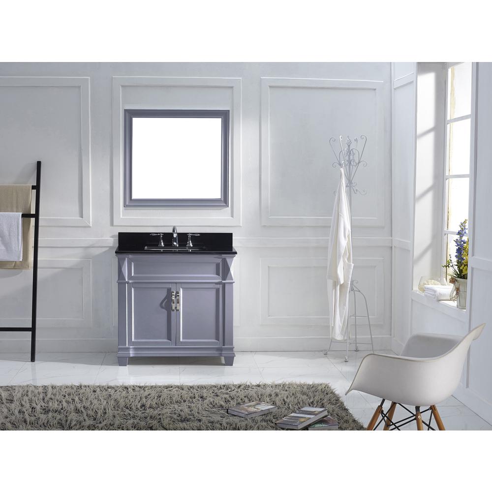 Victoria 36" Bath Vanity in Gray with Stone Top and Sink and Mirror MS-2636-BGSQ-GR