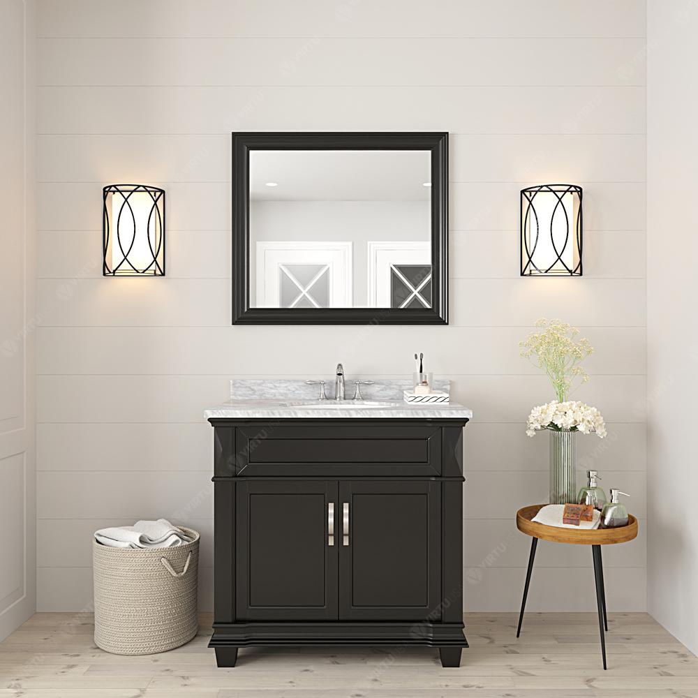 Victoria 36" Vanity in Espresso with Marble Top and Sink and Mirror MS-2636-WMRO-ES