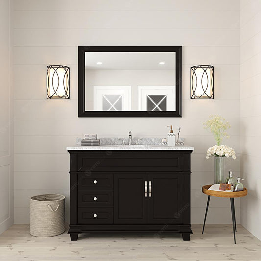 Victoria 48" Vanity in Espresso with Marble Top and Sink and Mirror MS-2648-WMRO-ES