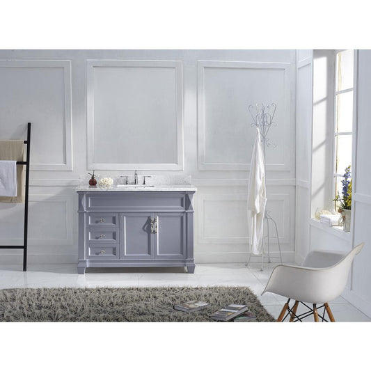 Victoria 48" Bath Vanity in Gray with Marble Top and Square Sink MS-2648-WMSQ-GR-NM